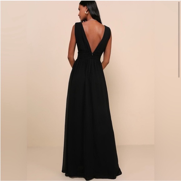 Lulus NWT Heavenly Hues Goddess Maxi Long Sleeveless Dress, Black, Size 1X - Picture 3 of 16
